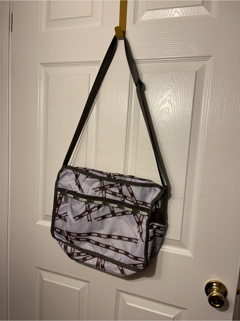 Lee Gray Satchel with Brown Trim and Strap